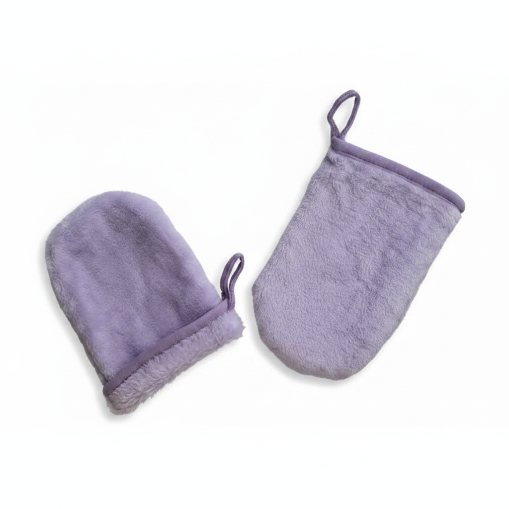 Gant démaquillant microfibre violet pâle
