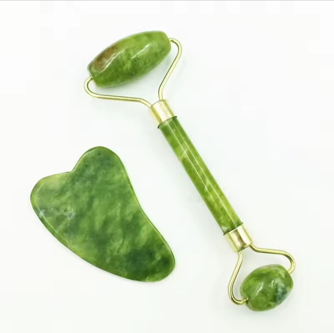 Set Gua Sha & Rouleau de Jade – Massage Visage Anti-Âge