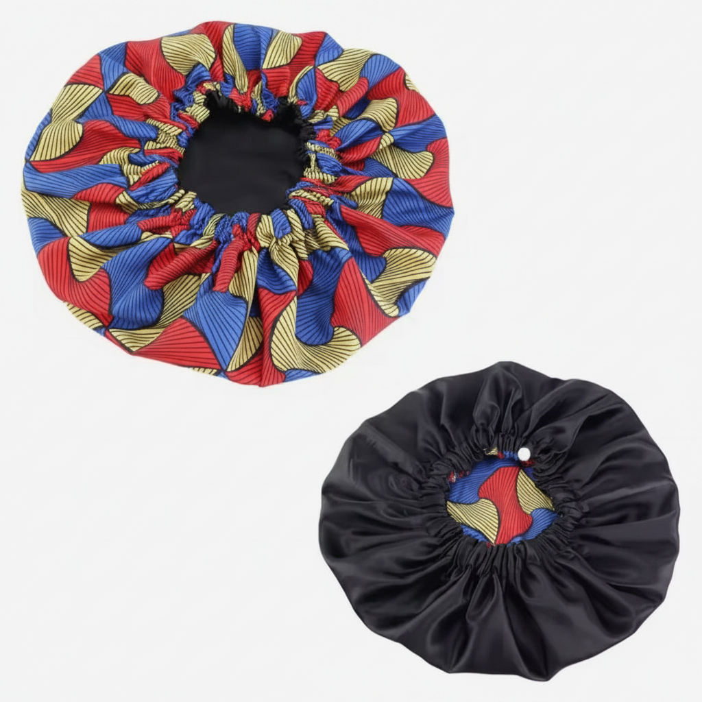 Bonnet de Nuit Satin Imprimé Africain – Double Face