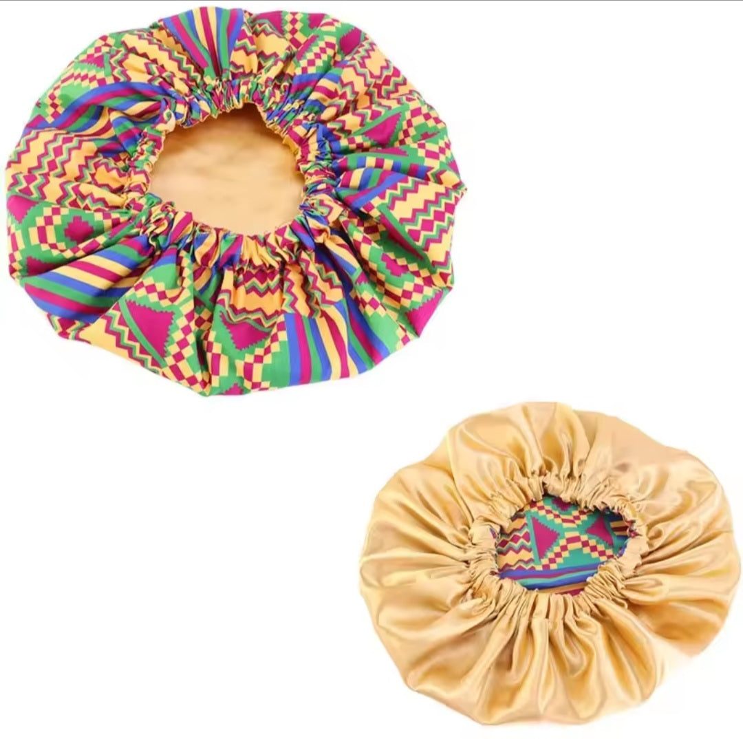 Bonnet de Nuit Satin Imprimé Africain – Double Face