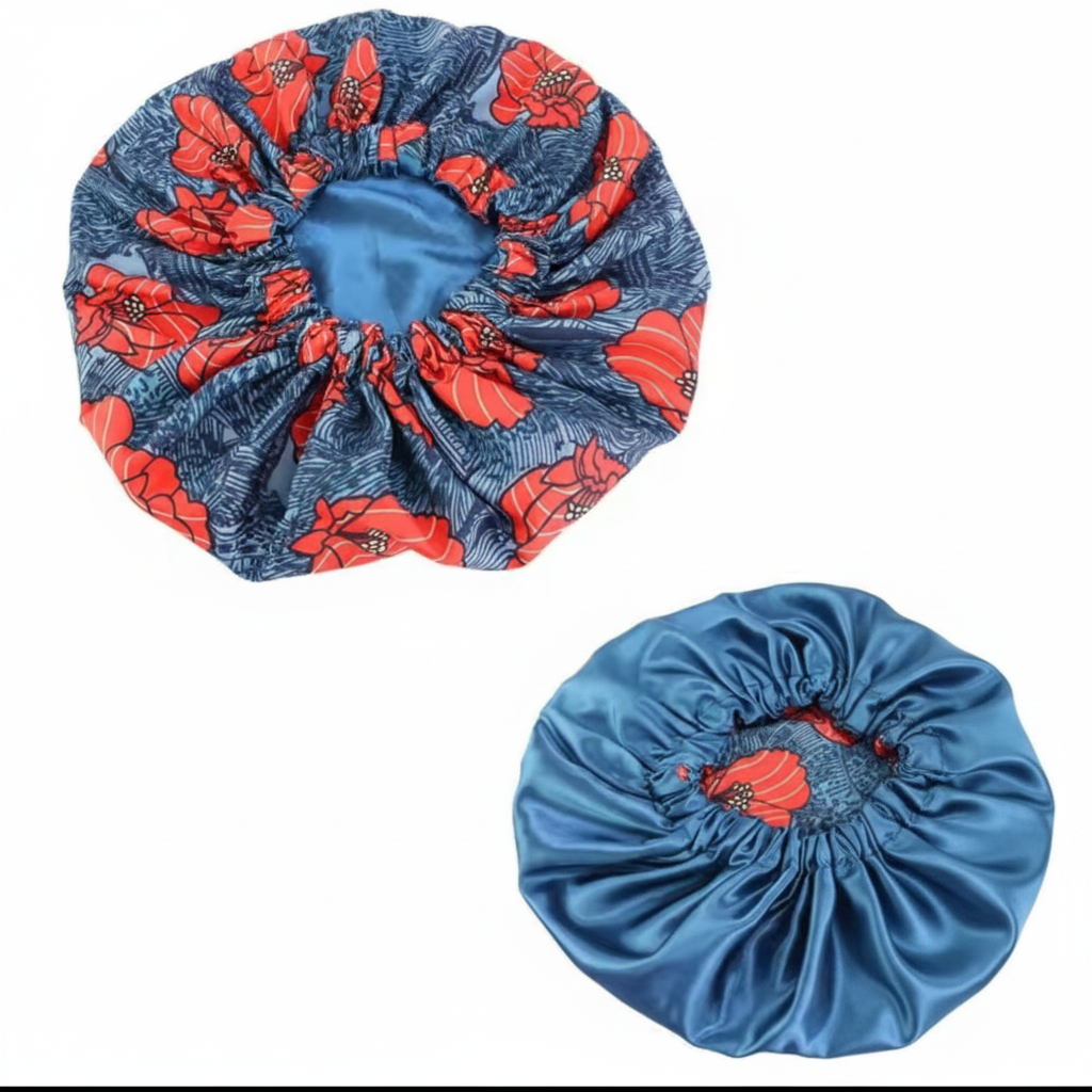 Bonnet de Nuit Satin Imprimé Africain – Double Face