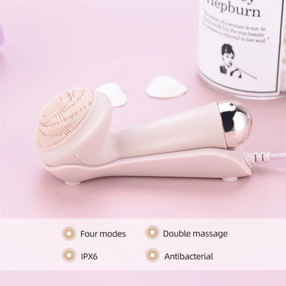 Brosse Nettoyante Faciale Électrique en Silicone - Massage Vibrant Rechargeable Étanche