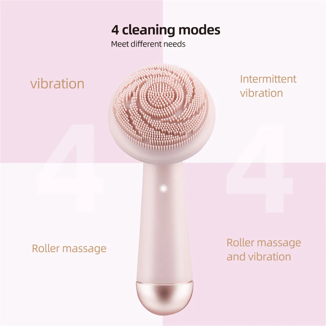 Brosse Nettoyante Faciale Électrique en Silicone - Massage Vibrant Rechargeable Étanche