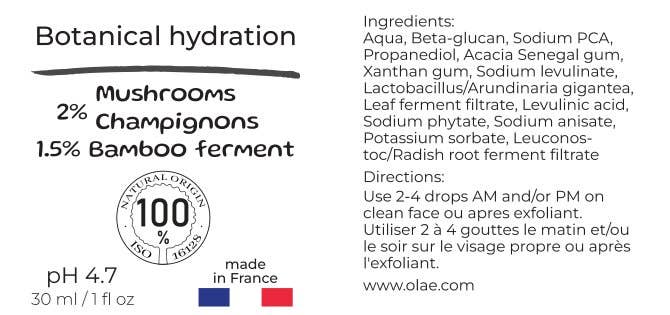 Hydratation botanique 2 % champignons, 1,5 % ferment de bambou